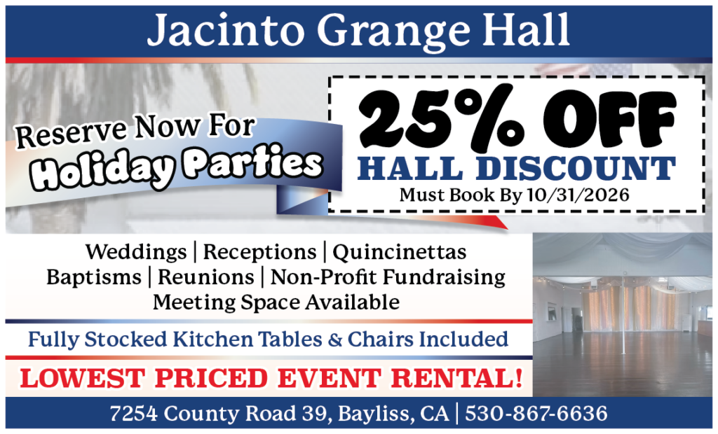 Print ad for Jacinto Grange Hall